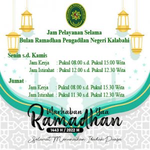 Jam Pelayanan Selama Bulan Ramadhan pada Pengadilan Negeri Kalabahi