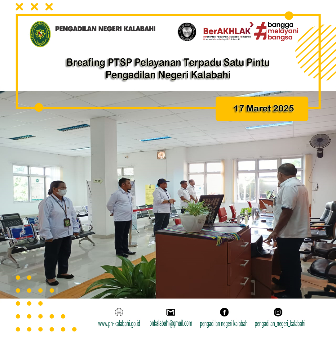BRIEFING PETUGAS PELAYANAN TERPADU SATU PINTU PTSP PENGADILAN NEGERI KALABAHI