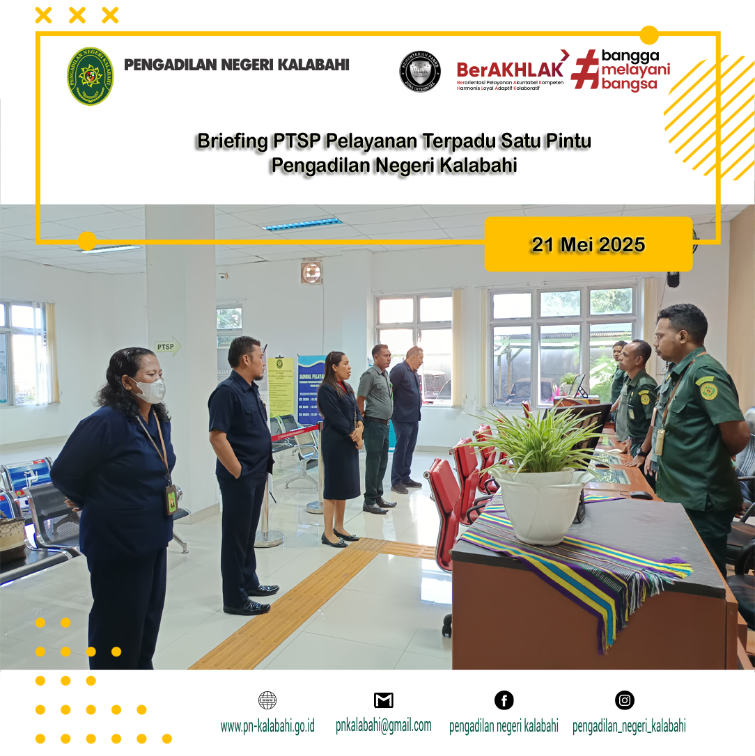 BRIEFING PETUGAS PELAYANAN TERPADU SATU PINTU PTSP PENGADILAN NEGERI KALABAHI