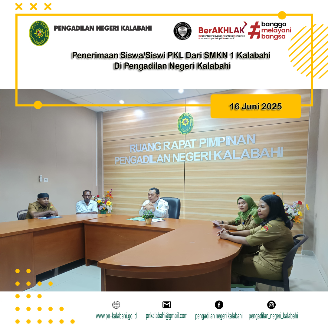 PENERIMAAN SISWA/SISWI PKL DARI SMKN 1 KALABAHI DI PENGADILAN NEGERI KALABAHI