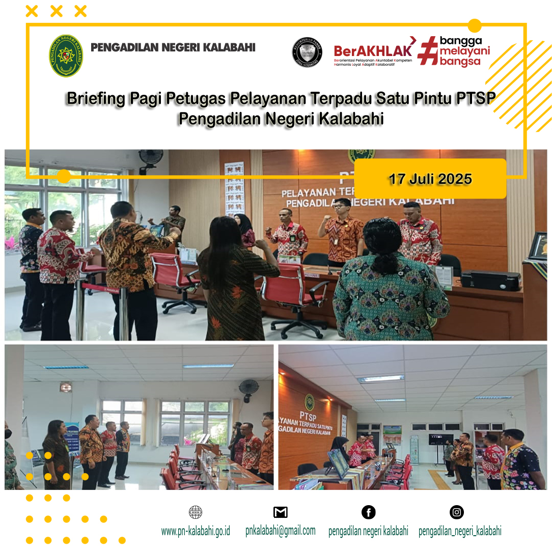 BRIEFING PETUGAS PELAYANAN TERPADU SATU PINTU PTSP PENGADILAN NEGERI KALABAHI
