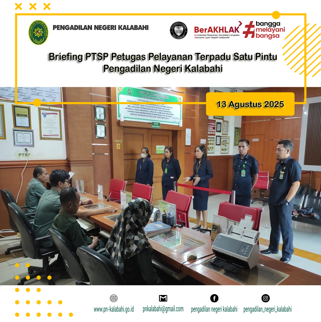 BRIEFING PETUGAS PELAYANAN TERPADU SATU PINTU PTSP PENGADILAN NEGERI KALABAHI