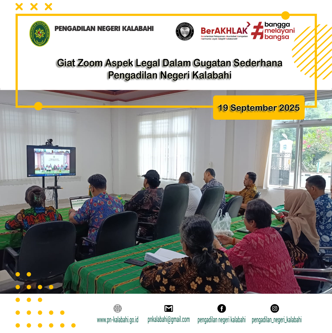 GIAT ZOOM ASPEK LEGAL DALAM GUGATAN SEDERHANA JUMAT, 19 SEPTEMBER 2025