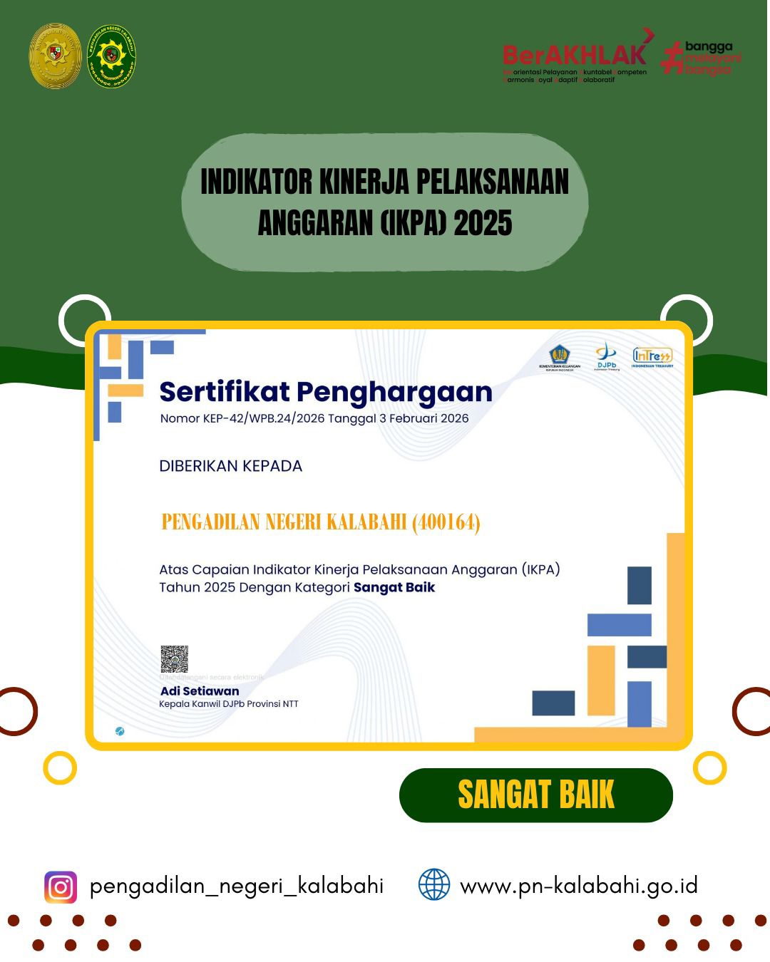 Penghargaan atas Capaian Indikator Kinerja Pelaksanaan Anggaran (IKPA) Tahun 2025