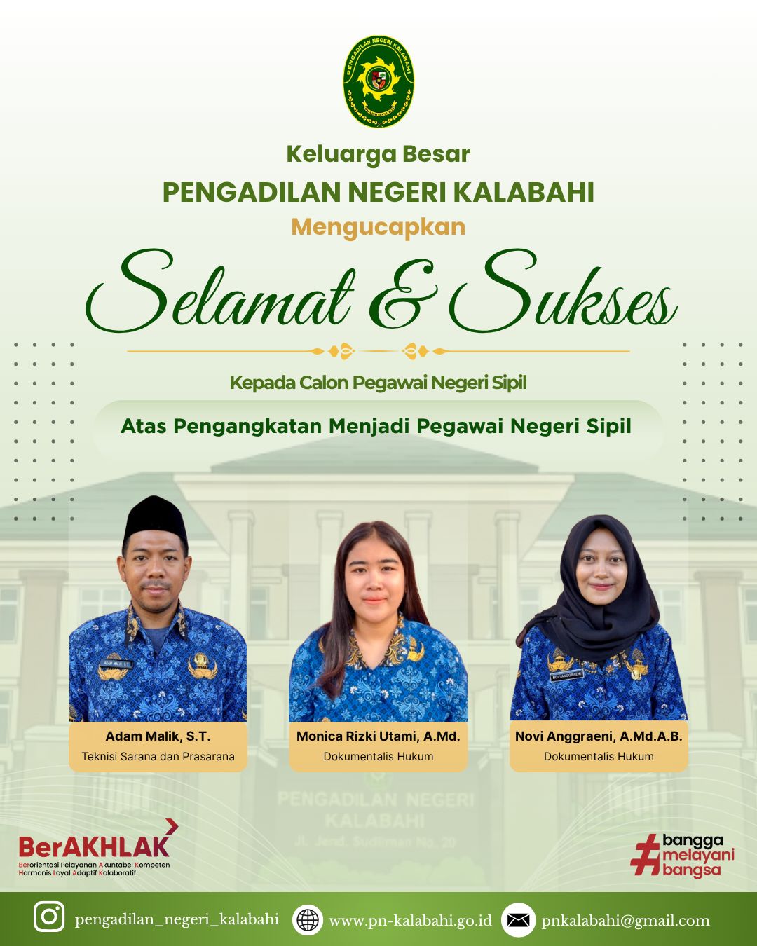Selamat dan Sukses atas Pelantikan PNS