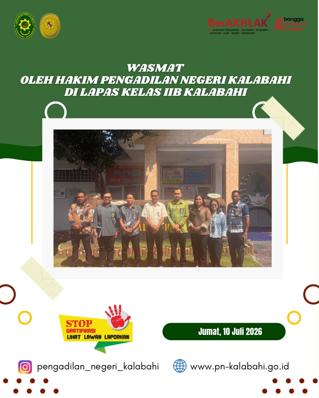 Pengawasan dan Pengamatan (Wasmat) oleh Hakim Pengadilan Negeri Kalabahi di Lapas Kelas IIB Kalabahi